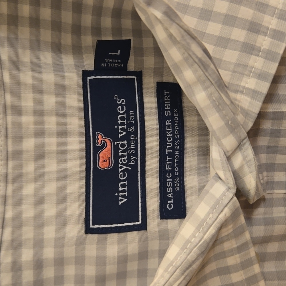 Vineyard Vines Button-down Shirt - White/Gray Plaid - Large - Picture 5 of 14